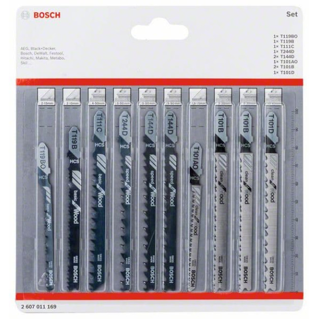 BOSCH Dekopírfűrészlap készlet 10 részes T befogás fára