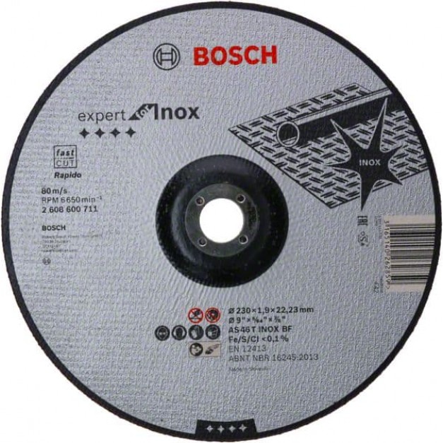 BOSCH Vágókorong fémre 230 x 1,9 x 22,2 mm Expert for Inox hajlított AS 46 T INOX BF