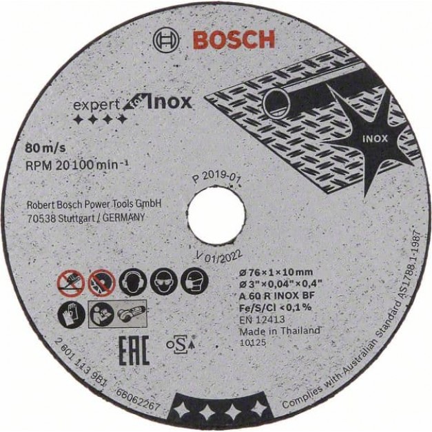 BOSCH Vágókorong fémre 76 x 1,0 x 10 mm egyenes Expert for Inox (5 db/cs)