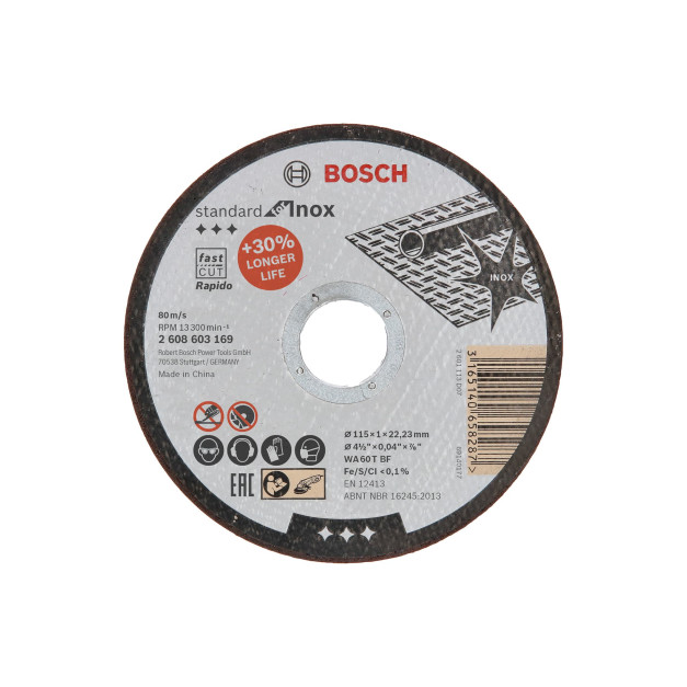 BOSCH Vágókorong fémre 115 x 1,0 x 22,2 mm inox egyenes WA 60 T BF Rapido