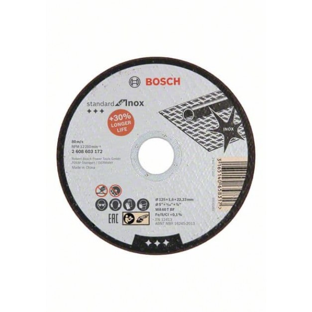 BOSCH Vágókorong fémre 125 x 1,6 x 22,2 mm  inox WA 60 T BF