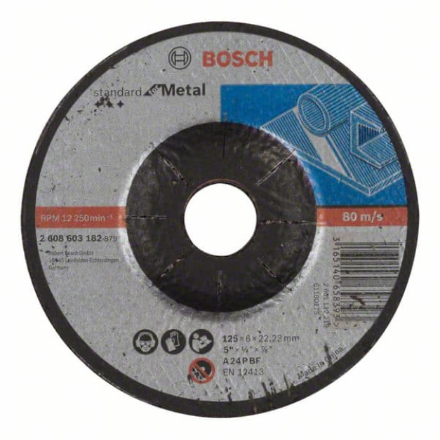 BOSCH Tisztítókorong fémre 125 x 6,0 x 22,2 mm hajlított Standard for Metal A 24 P BF