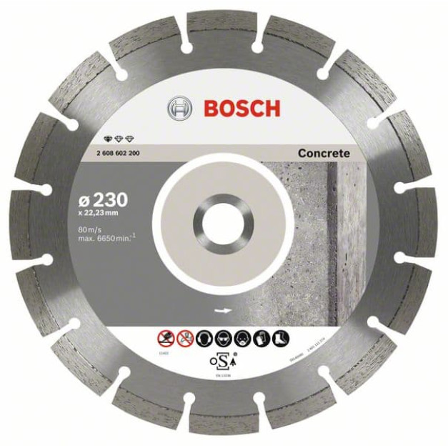 BOSCH Gyémánt vágókorong 230 x 2,3 x 10 x 22,2 mm szegmentált Standard for Concrete (10 db/cs)