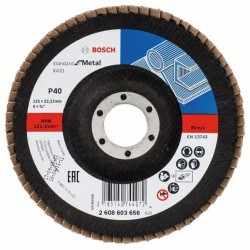 BOSCH Lamellás csiszolókorong kúpos 125 x 22,2 / P40 alu-oxid X431