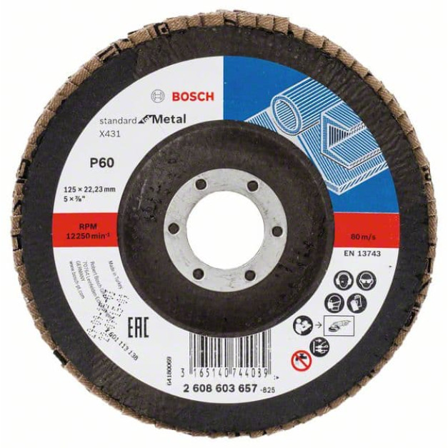 BOSCH Lamellás csiszolókorong kúpos 125 x 22,2 / P60 alu-oxid X431