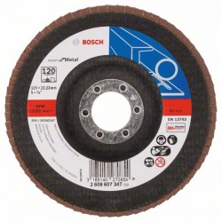 BOSCH Lamellás csiszolókorong kúpos 125 x 22,2 / P120 cirkon-korund X551 inox
