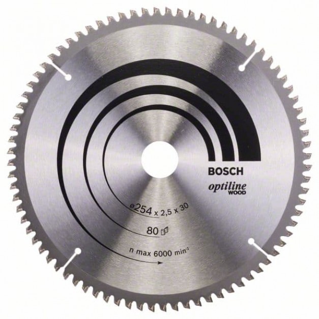 BOSCH Fűrésztárcsa fához 254 x 30 x 2,5 mm / 80T Optiline Wood