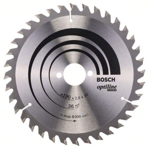 BOSCH Fűrésztárcsa fához 190 x 30 x 2,6 mm / 36T Optiline Wood