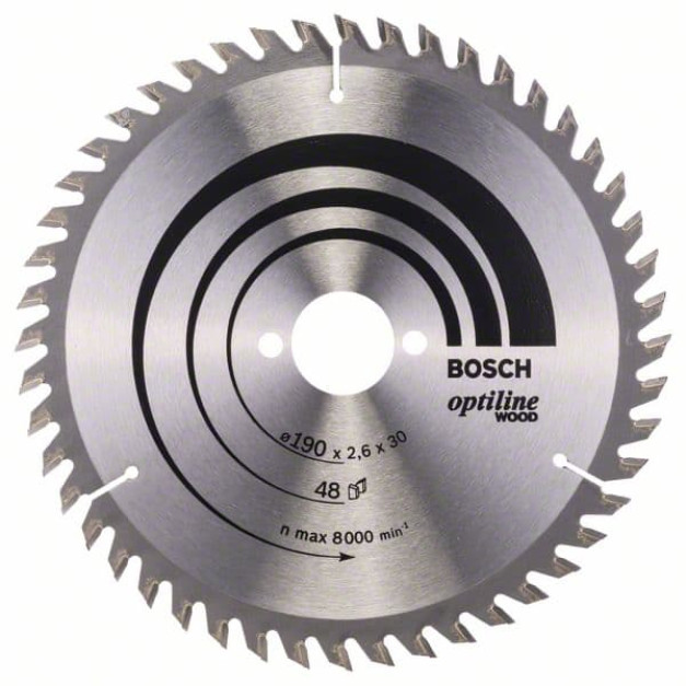 BOSCH Fűrésztárcsa fához 190 x 30 x 2,6 mm / 48T Optiline Wood