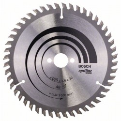 BOSCH Fűrésztárcsa fához 160 x 20/16 x 2,6 mm / 48T Optiline Wood