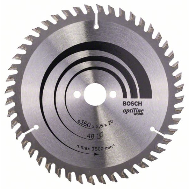 BOSCH Fűrésztárcsa fához 160 x 20/16 x 2,6 mm / 48T Optiline Wood