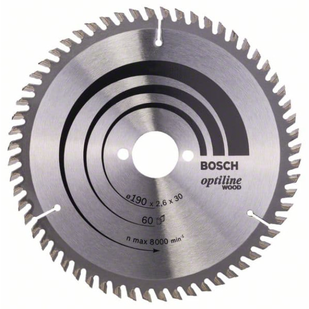 BOSCH Fűrésztárcsa fához 190 x 30 x 2,6 mm / 60T Optiline Wood