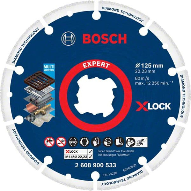 BOSCH EXPERT Gyémánt vágókorong 125 x 22,2 mm X-LOCK szegmentált
