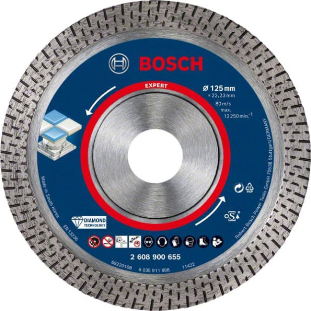 BOSCH EXPERT Gyémánt vágókorong 125 x 1,4 x 10 x 22,2 mm HardCeramic