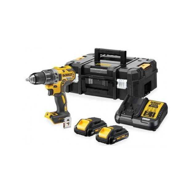 DEWALT Akkus fúrócsavarozó 18 V szénkefe nélküli (2 x 3,0 Ah akku + töltő + TSTAK) DCD791L2T