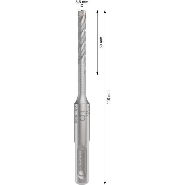 BOSCH 5X Kőzetfúró 5,5 x 110/50 mm négyélű SDS-Plus