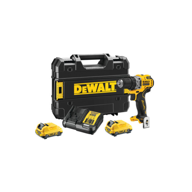 DEWALT Akkus fúrócsavarozó 12 V szénkefe nélküli (2 x 2,0 Ah akku + töltő) DCD701D2