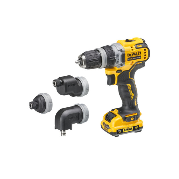 DEWALT Akkus fúrócsavarozó cserélhető fejjel 12 V (2 x 3,0 Ah akku + töltő + TSTAK) DCD703L2T