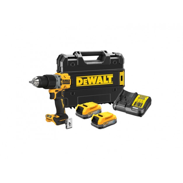 DEWALT Akkus fúrócsavarozó 18 V szénkefe nélküli (2 x 1,7 Ah akku + töltő + TSTAK) DCD805E2T