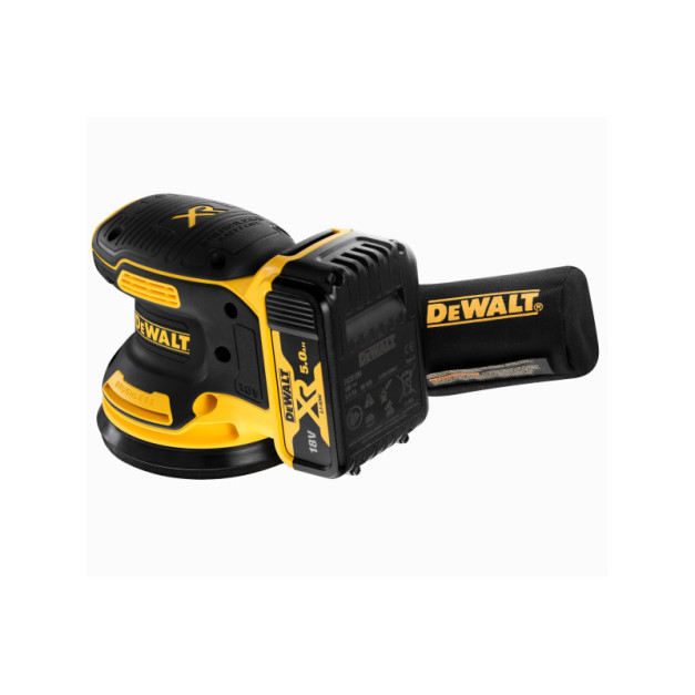 DEWALT Akkus excenter csiszoló 18 V szénkefe nélküli (2 x 5,0 Ah akku + töltő) DCW210P2
