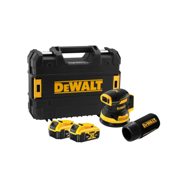 DEWALT Akkus excenter csiszoló 18 V szénkefe nélküli (2 x 5,0 Ah akku + töltő) DCW210P2