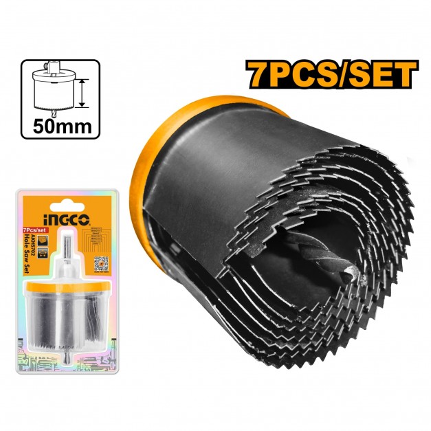 INGCO Körkivágó készlet 7 részes 26-63 mm