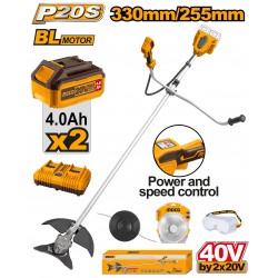 INGCO Akkus fűkasza 330 mm 2 x 20 V (2 x 4,0 Ah akku + töltő)