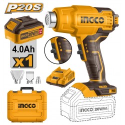 INGCO Akkus hőlégfúvó 550°C 20 V (1 x 4,0 Ah akku + töltő)