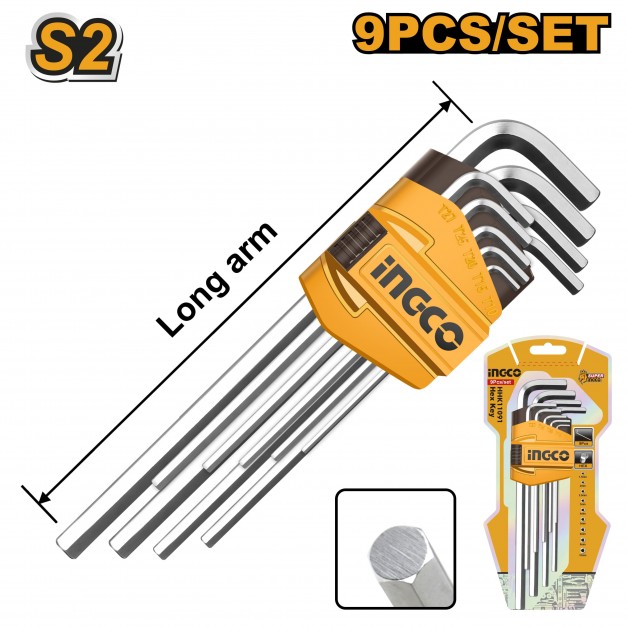 INGCO Imbuszkulcs készlet 9 részes 1,5-10 mm S2
