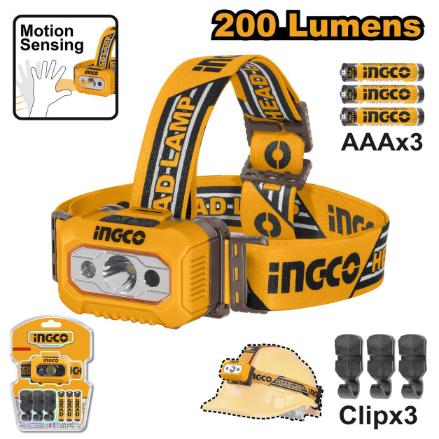 INGCO Fejlámpa 200 lumen