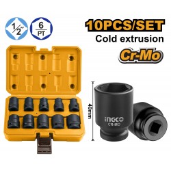 INGCO Gépi dugókulcs készlet 10 részes 1/2" 10-24 mm CrMo