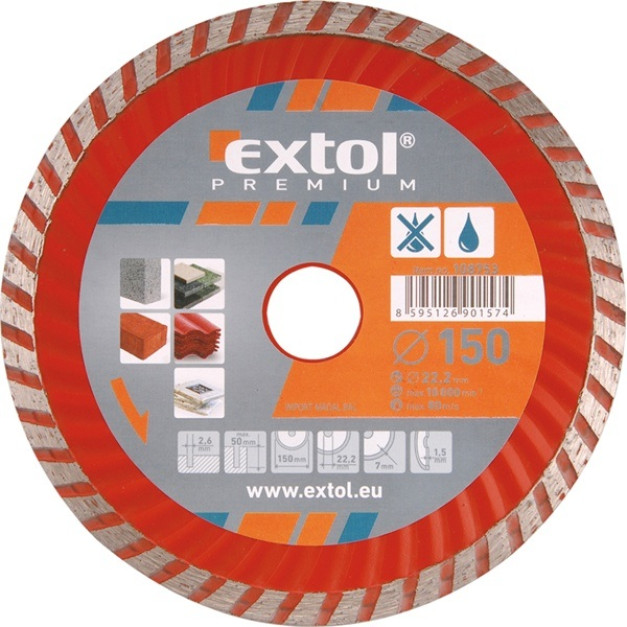 Extol Premium Turbo gyémántvágó tárcsa 115mm, gránit/kerámiára