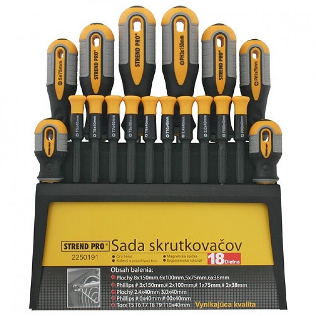 STR csavarhúzókészlet 18 db-os, tartóval