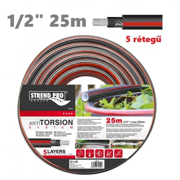 STR ANTI TORZIÓS 5 rétegű csavarodás mentes locsolócső, 1/2" 25m