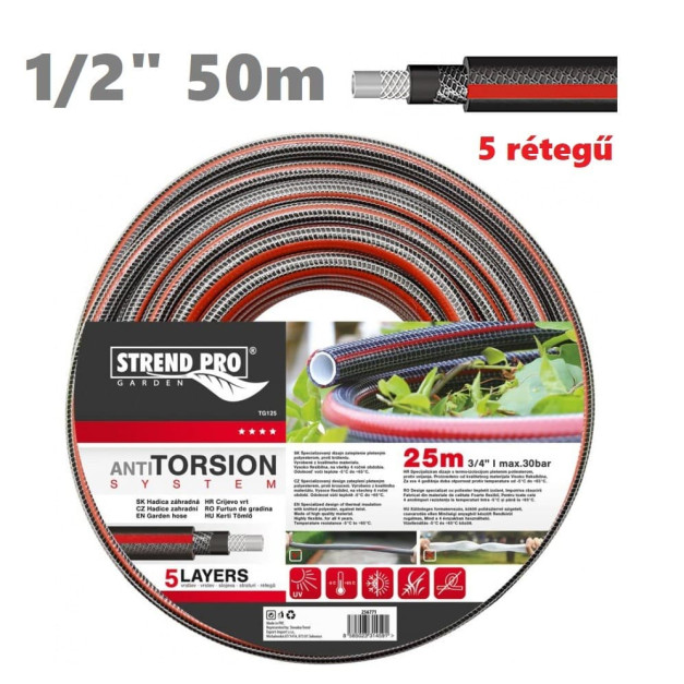 STR ANTI TORZIÓS 5 rétegű csavarodás mentes locsolócső, 1/2" 50m