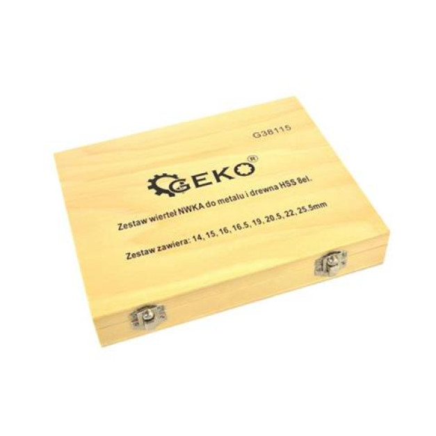 Geko 8db-os HSS fúró készlet fa dobozban