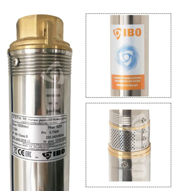 IBO 3"-os csőkútszivattyú 750W / 6000 L/h