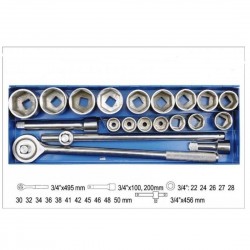Vorel 20 részes 3/4”-os dugókulcskészlet 22-50mm, fém tartóban