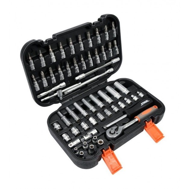 STHOR dugókulcs készlet 56 részes 1/4"-os racsnis, 4-13mm