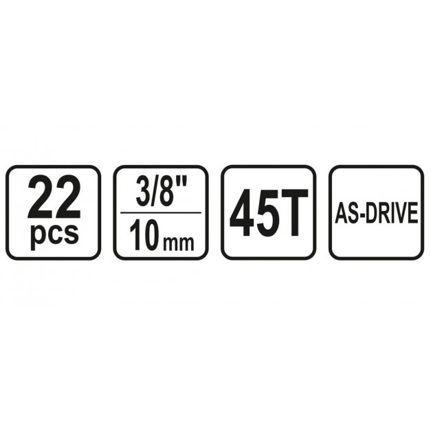 STHOR dugókulcs készlet 22 részes, 3/8" racsnis 6-22mm