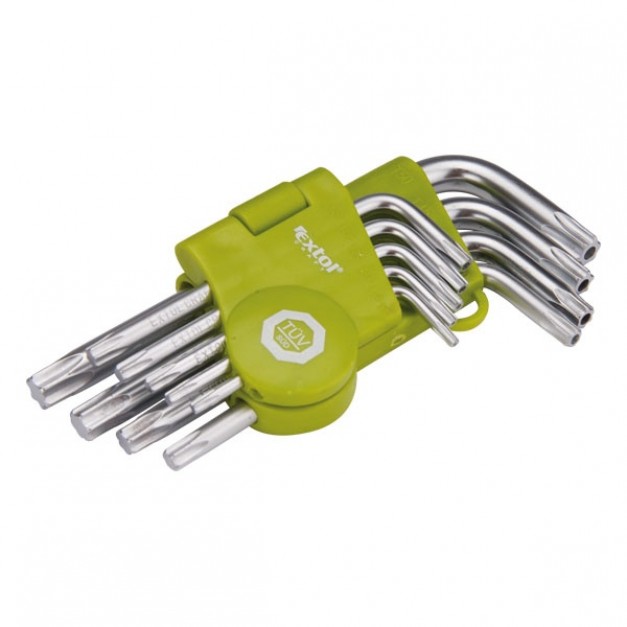 Extol 9 részes rövid torx kulcs klt., T10-T50