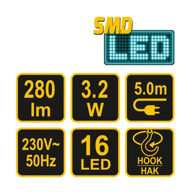 Vorel LED műhelylámpa, 3,2W SMD LED