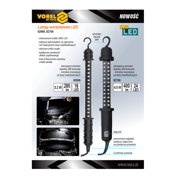 Vorel LED műhelylámpa, 3,2W SMD LED