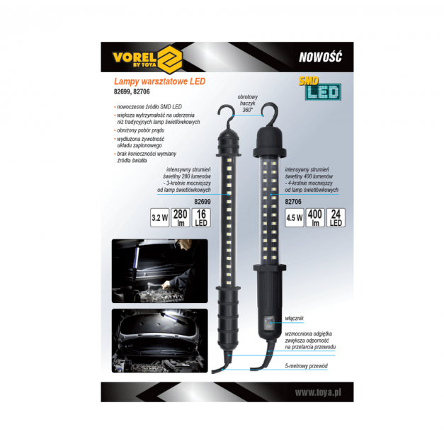 Vorel LED műhelylámpa, 4,5W SMD LED