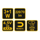Vorel COB LED munkalámpa, 3+1W, elemes