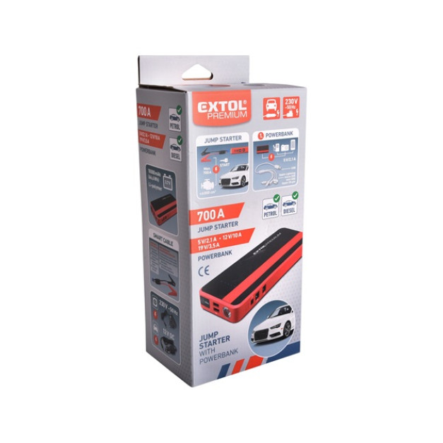 Extol Premium multifunkciós autós indító, power bank, 18000mAh