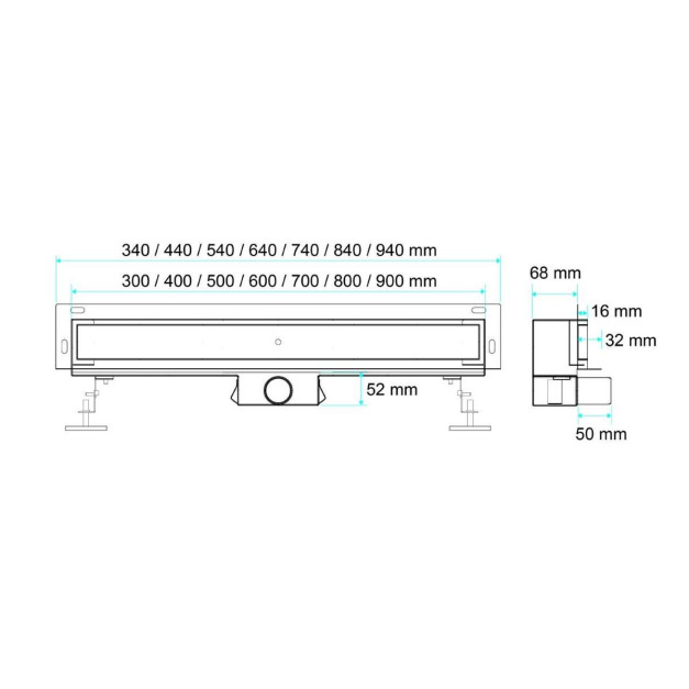 FALA Brick fali zuhanylefolyó 90cm