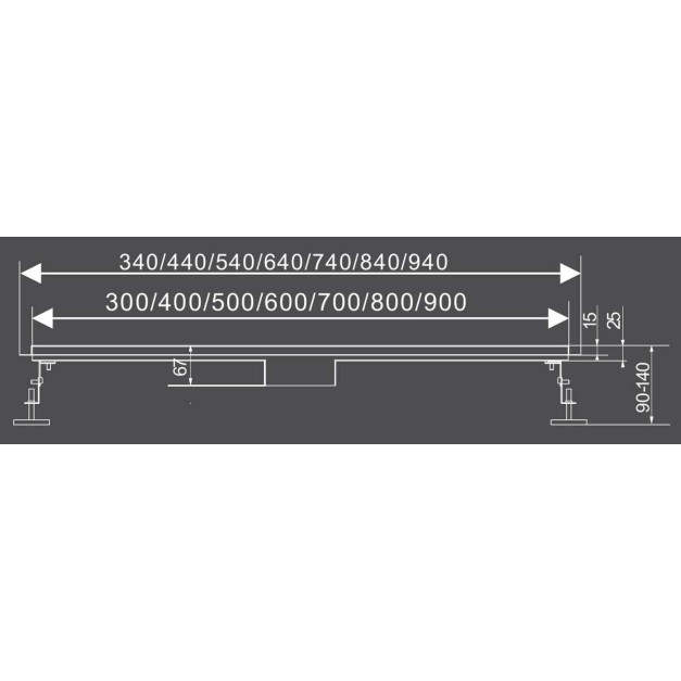 FALA Black Glass Inox zuhanylefolyó 80cm