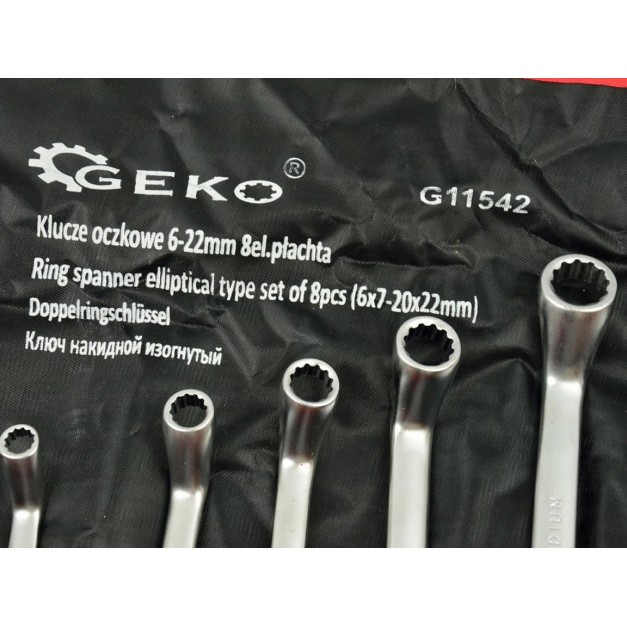Geko csillagkulcs készlet 8db; 6-22mm, CrV, vászon tartóban