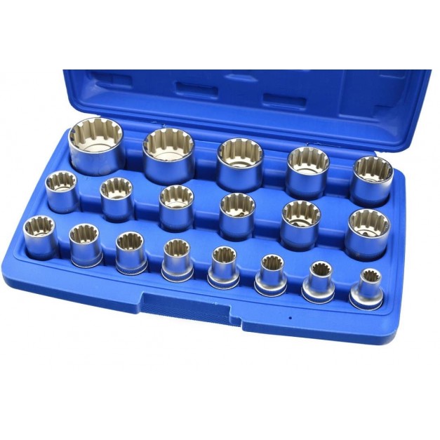 Geko 19 db-os univerzális 12 szögű dugókulcs készlet 1/2", 8-32mm